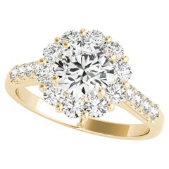 GIA zertifiziert 2,71ct Runde Diamant Blume Halo Cluster Diamant Ring