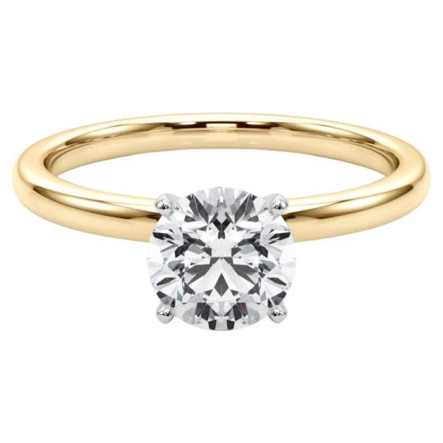 Anello con diamante rotondo solitario a quattro punte in oro giallo certificato GIA da 1,6 carati