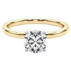 Anello con diamante rotondo solitario a quattro punte in oro giallo certificato GIA da 1,6 carati