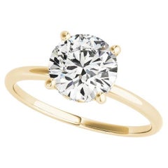 Bague à halo caché en diamant rond de 1,5 carat certifiée GIA