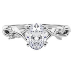 GIA 1.8 Carat Oval Vine Band Nature Inspired  Bague en diamant