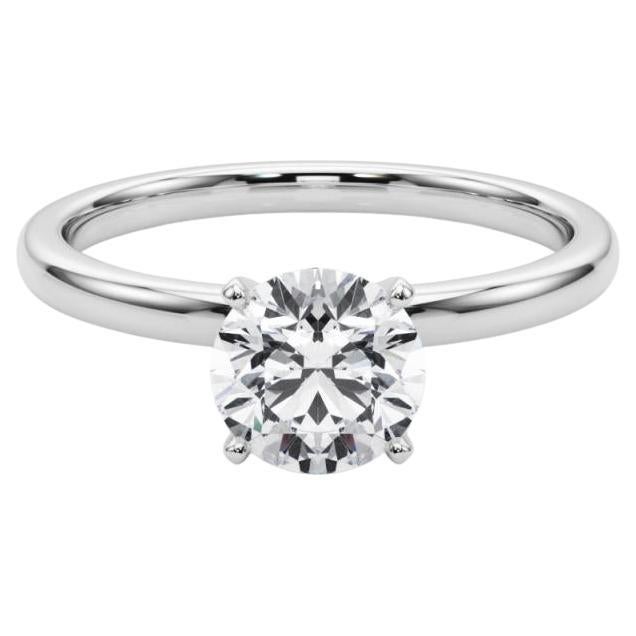 Anello con diamante solitario rotondo a quattro punte certificato GIA da 1,3 carati