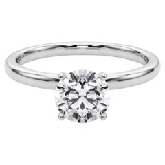 Anello con diamante solitario rotondo a quattro punte certificato GIA da 1,3 carati