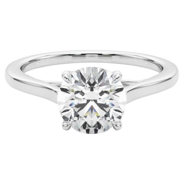 GIA 1.21ct Ronda Solitario Entrelazado Prong Catedral Anillo de Diamantes de Oro Blanco