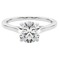 GIA 1.21ct Ronda Solitario Entrelazado Prong Catedral Anillo de Diamantes de Oro Blanco