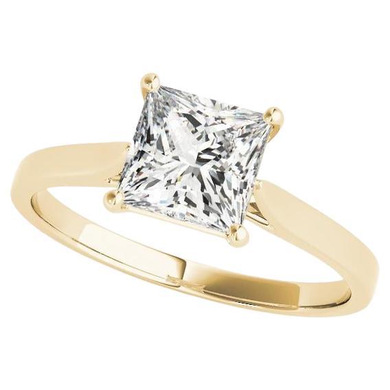 GIA zertifiziert 1,21 Karat Prinzessin Solitär Kathedrale Diamantring