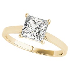 GIA zertifiziert 1,21 Karat Prinzessin Solitär Kathedrale Diamantring