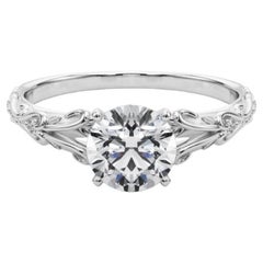 GIA 2.02ct Round Vintage 3-Stone Heart
Vine 18K White Gold Diamond Ring