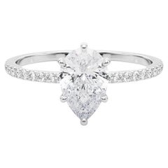 GIA Certified 1.21 Carat Pear Hidden Halo Pave Band Diamond Ring