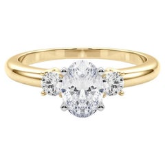 GIA 1.5ct Oval 3-Stone Past, Present 
Future 18K Yellow Gold Diamond Ring