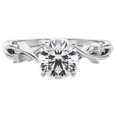 GIA 2 Carat Round Vine Band Nature Inspired Bague en diamant