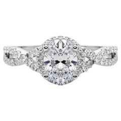GIA zertifiziert 1.52 Karat Solitär Oval Halo Unendlichkeit Platin Diamant Ring