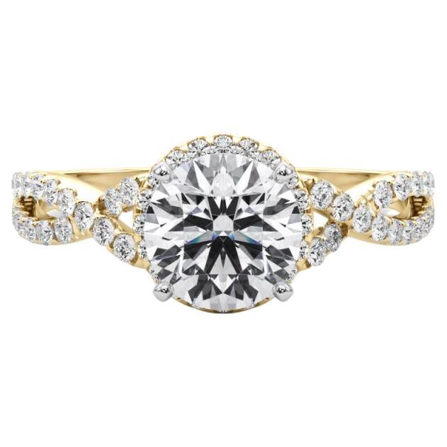 GIA Certified 2.01 Carat Solitaire Round Halo Infinity Diamond Ring