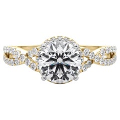 GIA Certified 2.01 Carat Solitaire Round Halo Infinity Diamond Ring