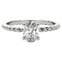 Anello con diamante solitario ovale in platino certificato GIA da 2,02 carati a fascia ritorta