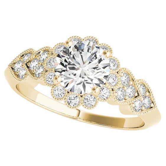 Anillo de diamantes corazón girasol redondo halo certificado GIA de 1,7 quilates