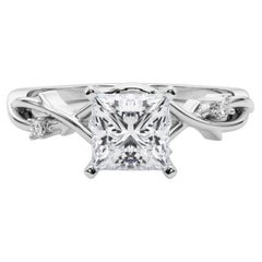 GIA 0,7 Karat Prinzessin Rebe Band Nature inspiriert 18K Weißgold Diamantring
