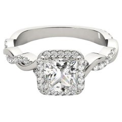 GIA 2.14 Carat Princess Braided Band Square Halo  Diamond Ring