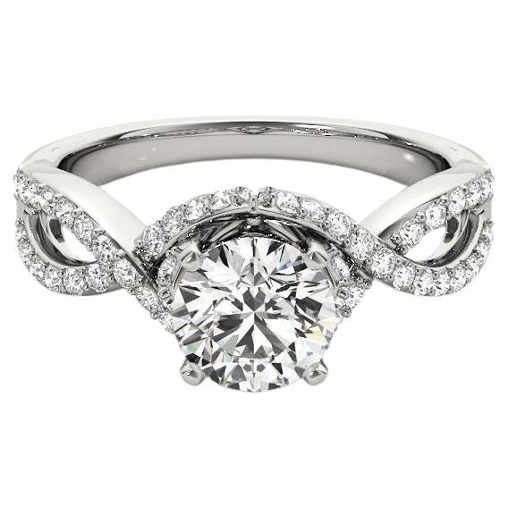 GIA 1,52ct Solitario rotondo Infinity Symbol Halo Anello di diamanti in oro bianco 18K