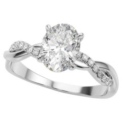 GIA zertifiziert 0,91 Karat Pave Entwined Nature Band Oval Platin Diamant Ring