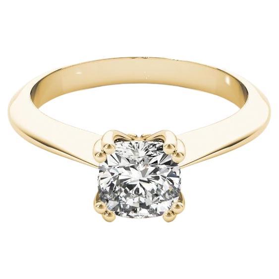 GIA 1,51 Karat Cushion Solitär Tulip Kathedrale 18K Gelbgold Diamantring
