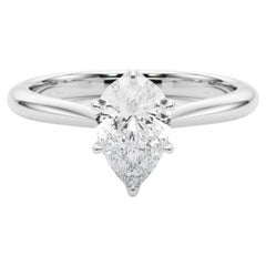 GIA Certified 0.9 Carat Pear Solitaire Cathedral  Diamond Ring