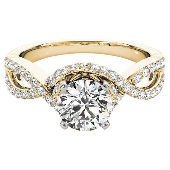 GIA 0,9ct Solitario rotondo Infinity Symbol Halo Anello di diamanti in oro giallo 18K in vendita