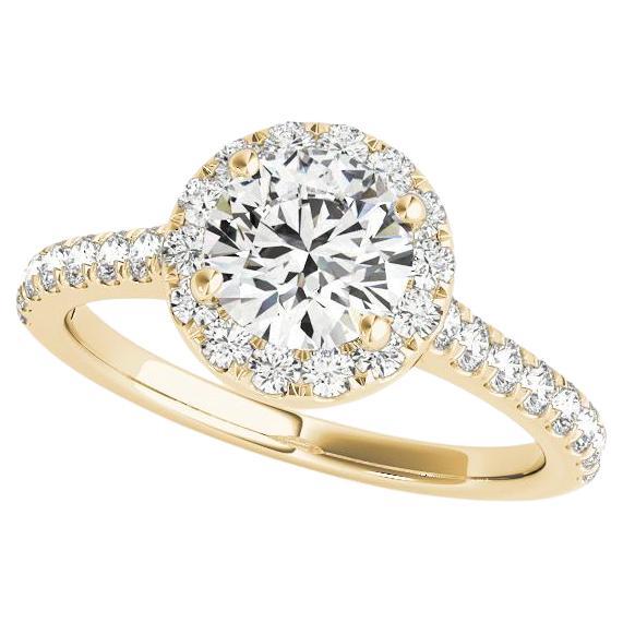 Anello con diamante da cattedrale con pietra laterale aureolata rotonda da 1.5 carati certificato GIA