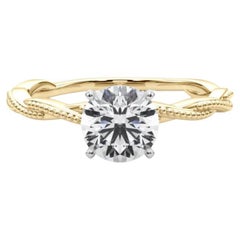 Anillo de diamantes de banda trenzada redonda de 1,52 quilates con certificado GIA