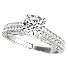 GIA 2.5ct Round Double Channel Engraved Ribbon  Diamond Ring