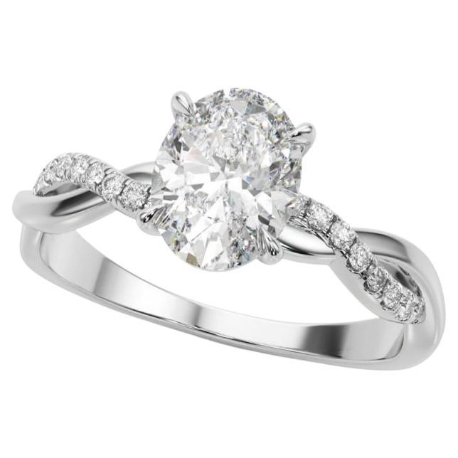 GIA Certified 0.8 Carat Pave Entwined Nature Band Oval Diamond Ring en vente