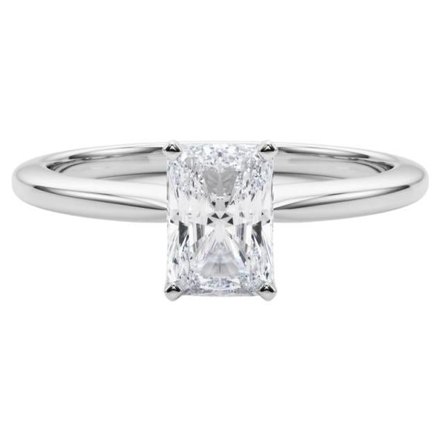 GIA Certified 2.01 Carat Radiant Prong Set Solitaire Platinum Diamond Ring