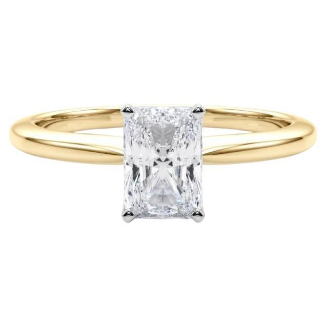 GIA Certified 0.71 Carat Radiant Prong Set Solitaire Diamond Ring
