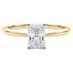 GIA Certified 0.71 Carat Radiant Prong Set Solitaire Diamond Ring
