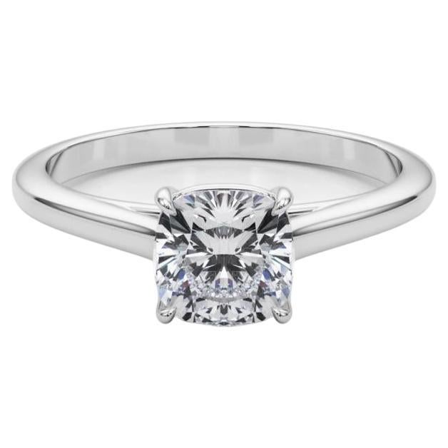 GIA Certified 1.2 Carat Cushion Solitaire Cathedral Diamond Ring