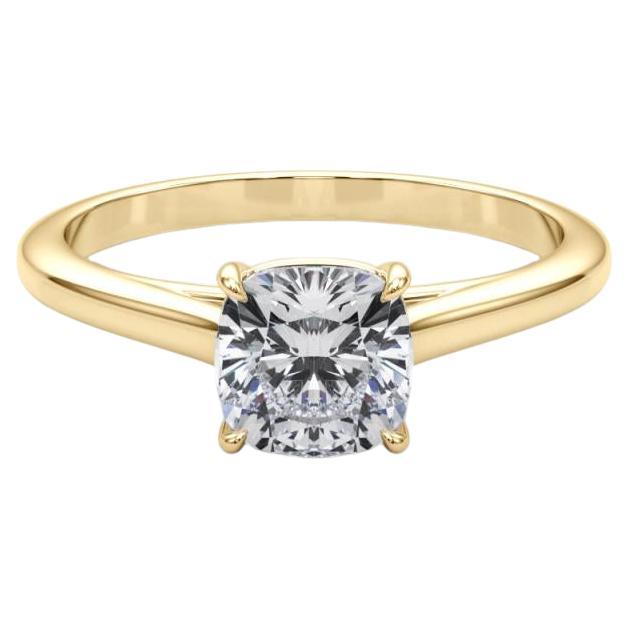 Bague à diamant cathédrale certifiée GIA, solitaire coussin de 1.5 carat