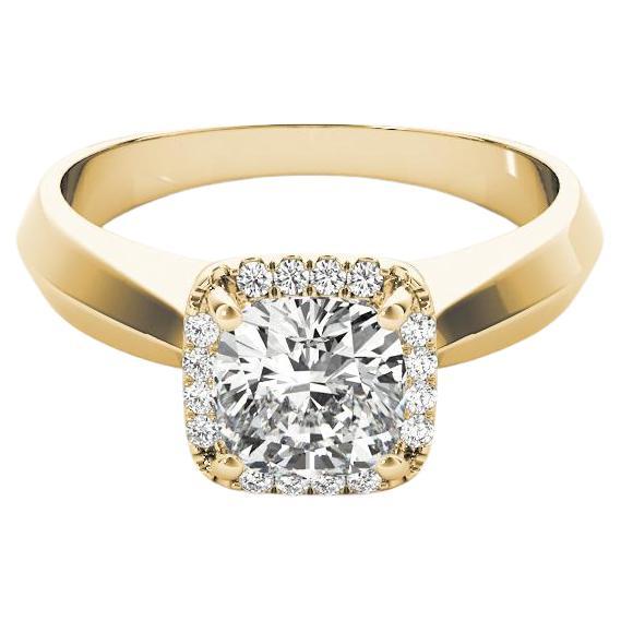 GIA Certified 1.5 Carat Knife Edge Band Cushion Halo Diamond Ring