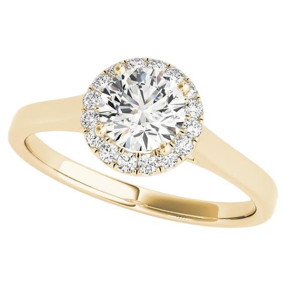 Bague à diamant en or jaune 18 carats certifiée GIA de 2,2 carats Halo Round Cathedral