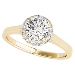 Bague à diamant en or jaune 18 carats certifiée GIA de 2,2 carats Halo Round Cathedral