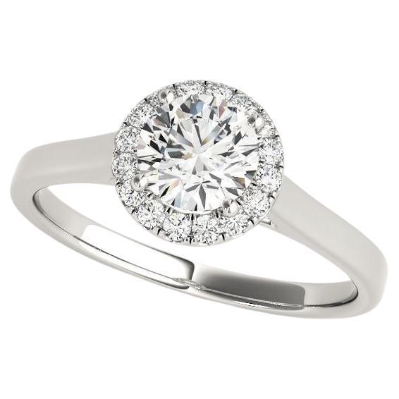 GIA Certificato 0,9 Carati aureola rotonda cattedrale  Anello con diamante