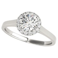 GIA Certificato 0,9 Carati aureola rotonda cattedrale  Anello con diamante