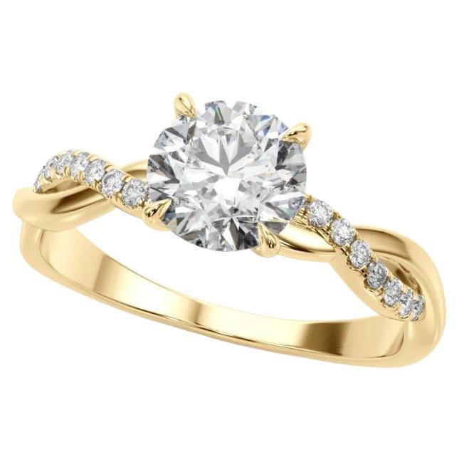 GIA 2,51ct Anello con diamanti in oro giallo a forma di vite attorcigliata e ispirata alla Nature