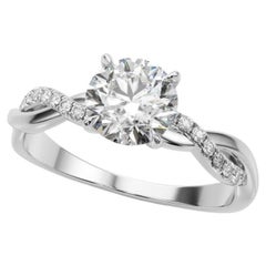 GIA 1.07ct Round Twisted Vine Nature Inspired Band White Gold Diamond Ring