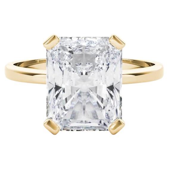 GIA 2,5 Karat Radiant Solitär Korb 4-Zacken 18K Gelbgold Diamantring im Angebot