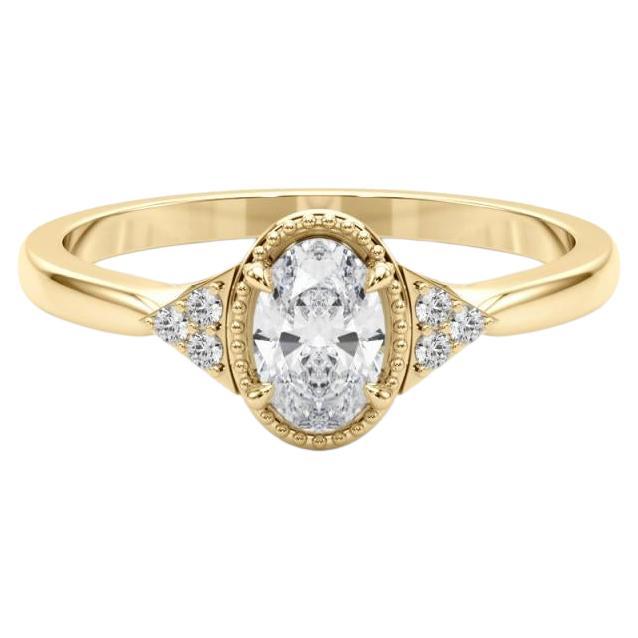 GIA Certified 1.5 Carat Milgrain Oval Bezel Geometric Diamond Ring