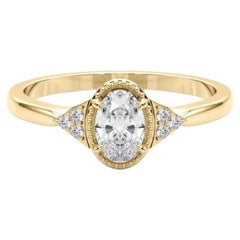 GIA Certified 1.5 Carat Milgrain Oval Bezel Geometric Diamond Ring