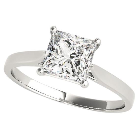 GIA zertifiziert 0,81 Karat Prinzessin Solitär Kathedrale Platin Diamantring