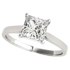 GIA zertifiziert 0,81 Karat Prinzessin Solitär Kathedrale Platin Diamantring
