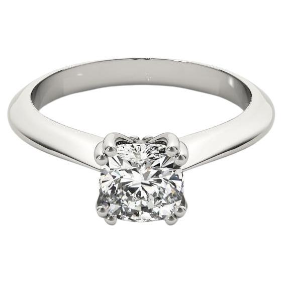 GIA 0,8 quilates Anillo de diamantes en oro blanco de 18 quilates con solitario en forma de tulipán en la catedral en venta