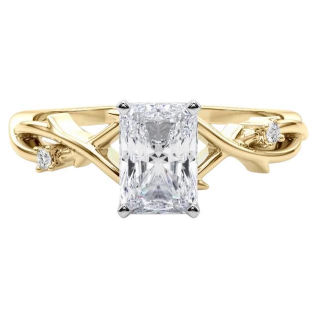 GIA 1,2 Carati Radiant Vine Band Anello con diamanti in oro giallo 18K ispirato alla Nature